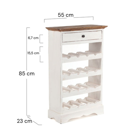 WEINREGAL CORTEZ | 85x55cm(HxB) Flaschenregal aus Holz mit Schublade