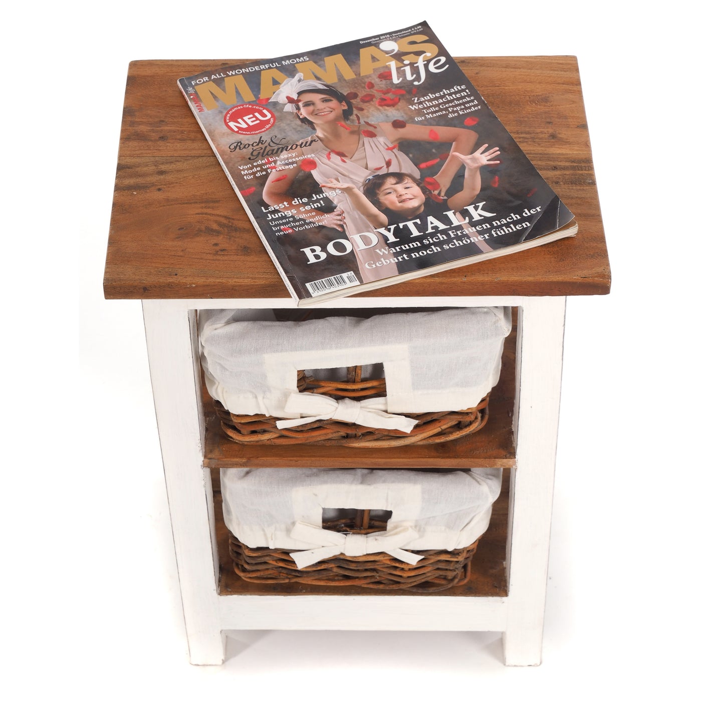 BADSCHRÄNKCHEN "FLAIR" 2 Rattankörbe | 50x38x29cm (HxBxT) | Kommode