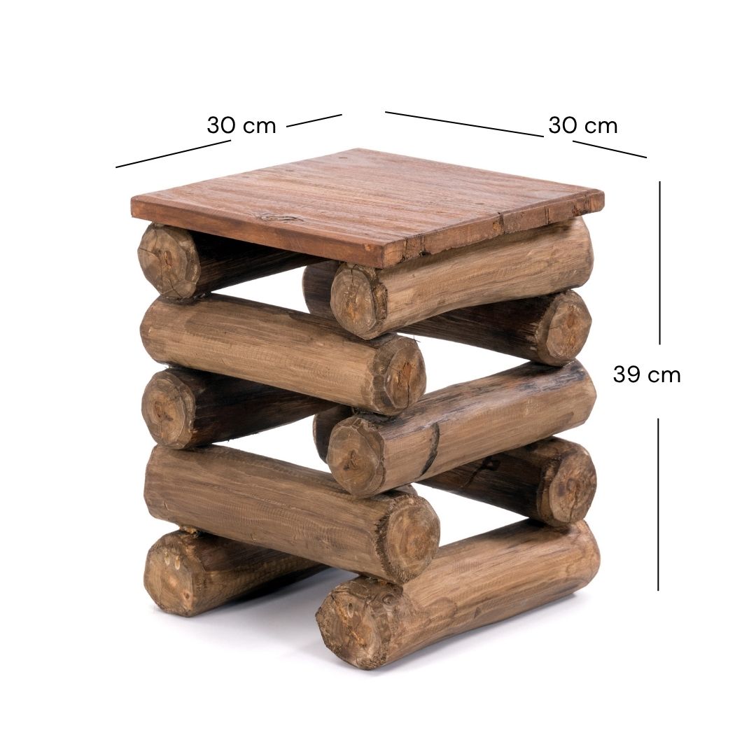 TEAK HOCKER "BLOCK 38" 30x30x39cm (BxTxH)