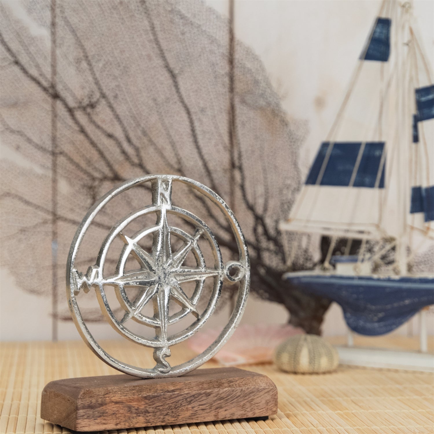 AUFSTELLER "MARITIM" | Mangoholz, Metall, 15 cm | Metallskulptur