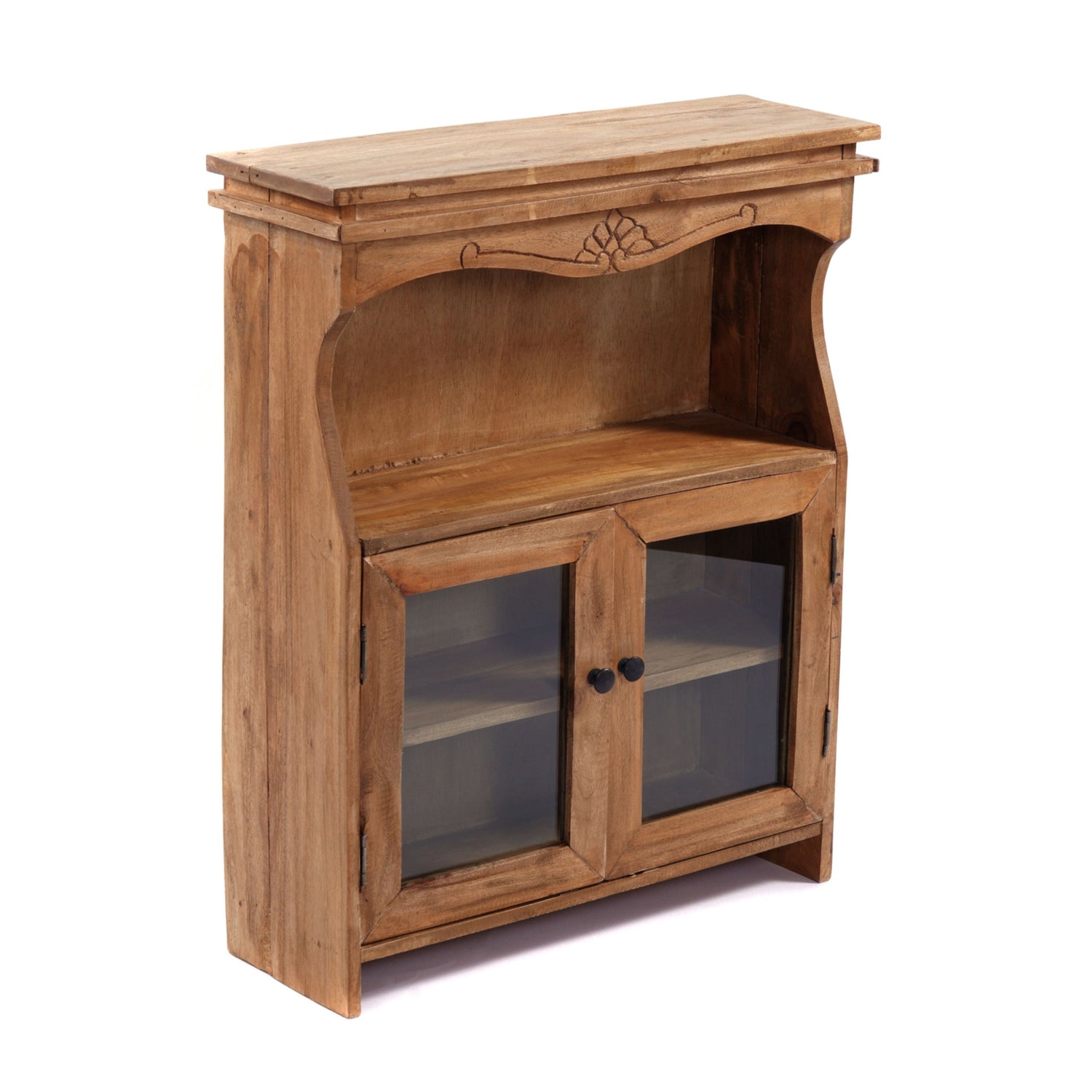 WANDSCHRANK "RIBERA" | mit Glastüren, 73 cm | Holz Wandregal