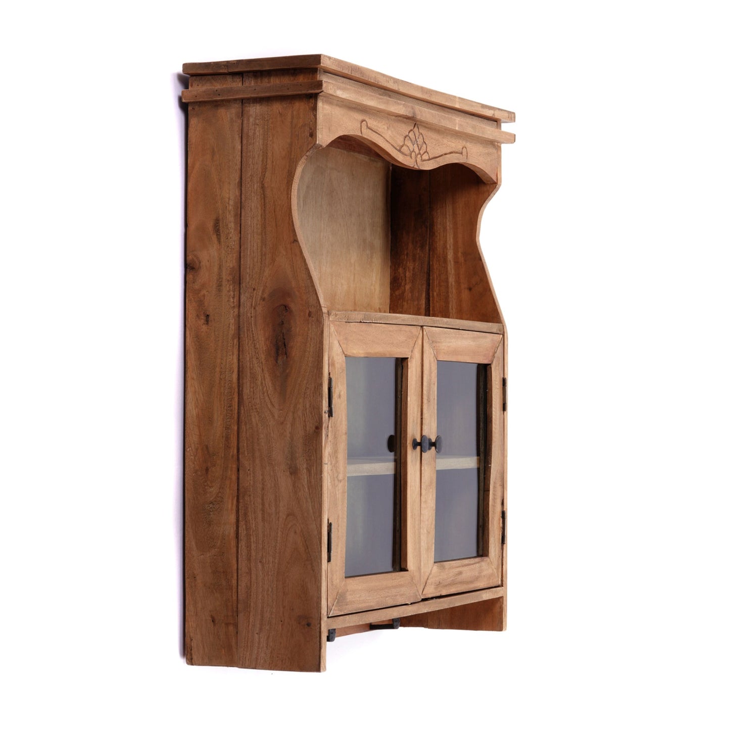 WANDSCHRANK "RIBERA" | mit Glastüren, 73 cm | Holz Wandregal