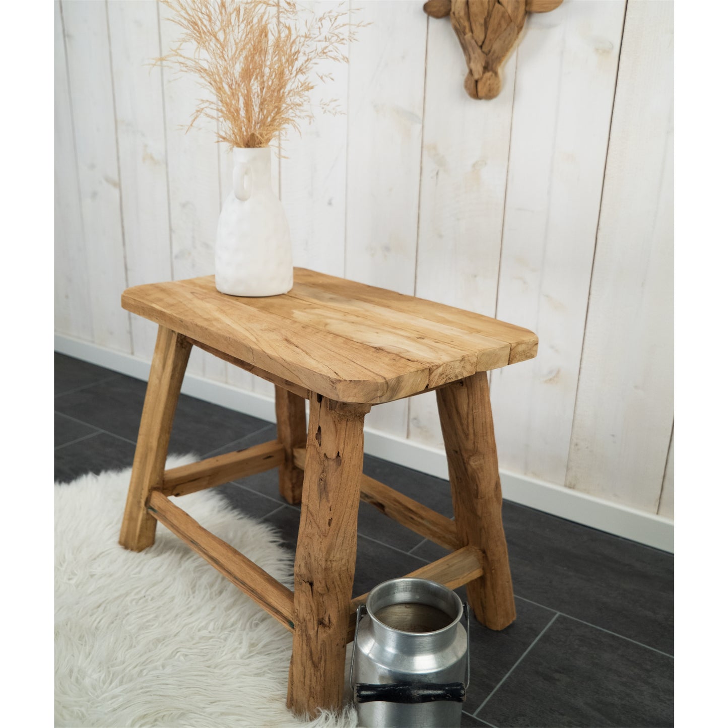 HOLZ HOCKER "PUERTO" | Teak, 50 cm | Schemel, Blumenhocker