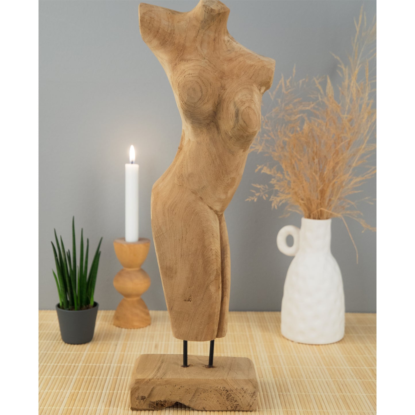 HOLZ SKULPTUR "TORSO" weibliche Körper Figur