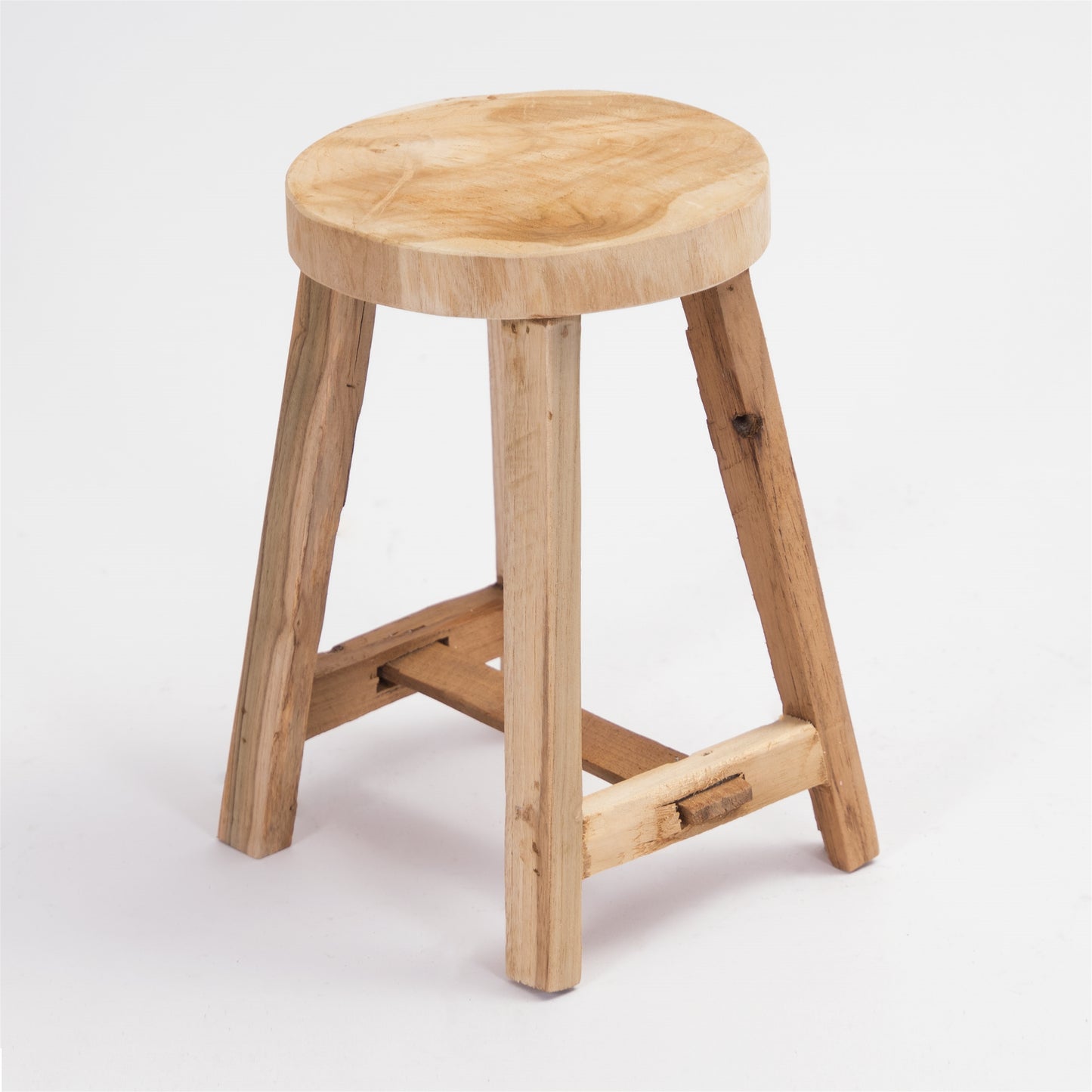 RUNDER HOCKER "LEVI" | Teak, 30 cm | Holz Schemel, Blumen Hocker