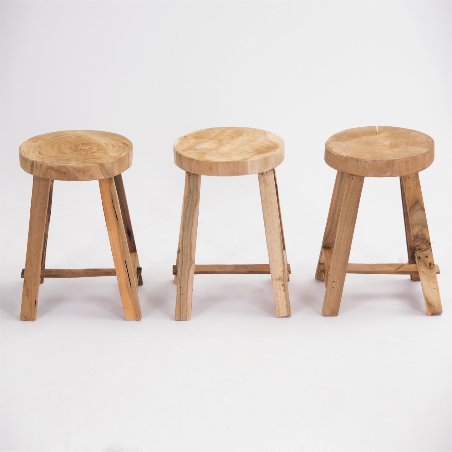 RUNDER HOCKER "LEVI" | Teak, 30 cm | Holz Schemel, Blumen Hocker