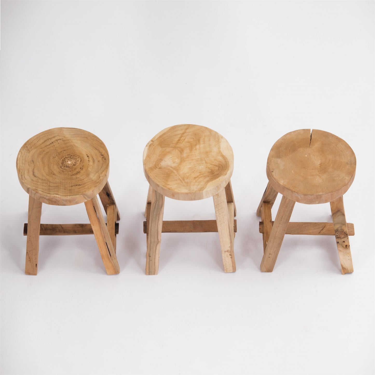 RUNDER HOCKER "LEVI" | Teak, 30 cm | Holz Schemel, Blumen Hocker