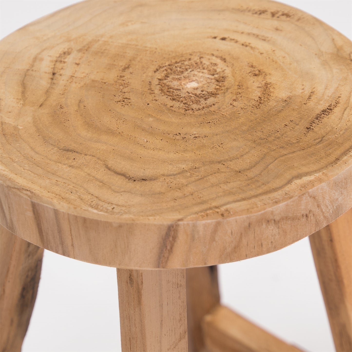 RUNDER HOCKER "LEVI" | Teak, 30 cm | Holz Schemel, Blumen Hocker