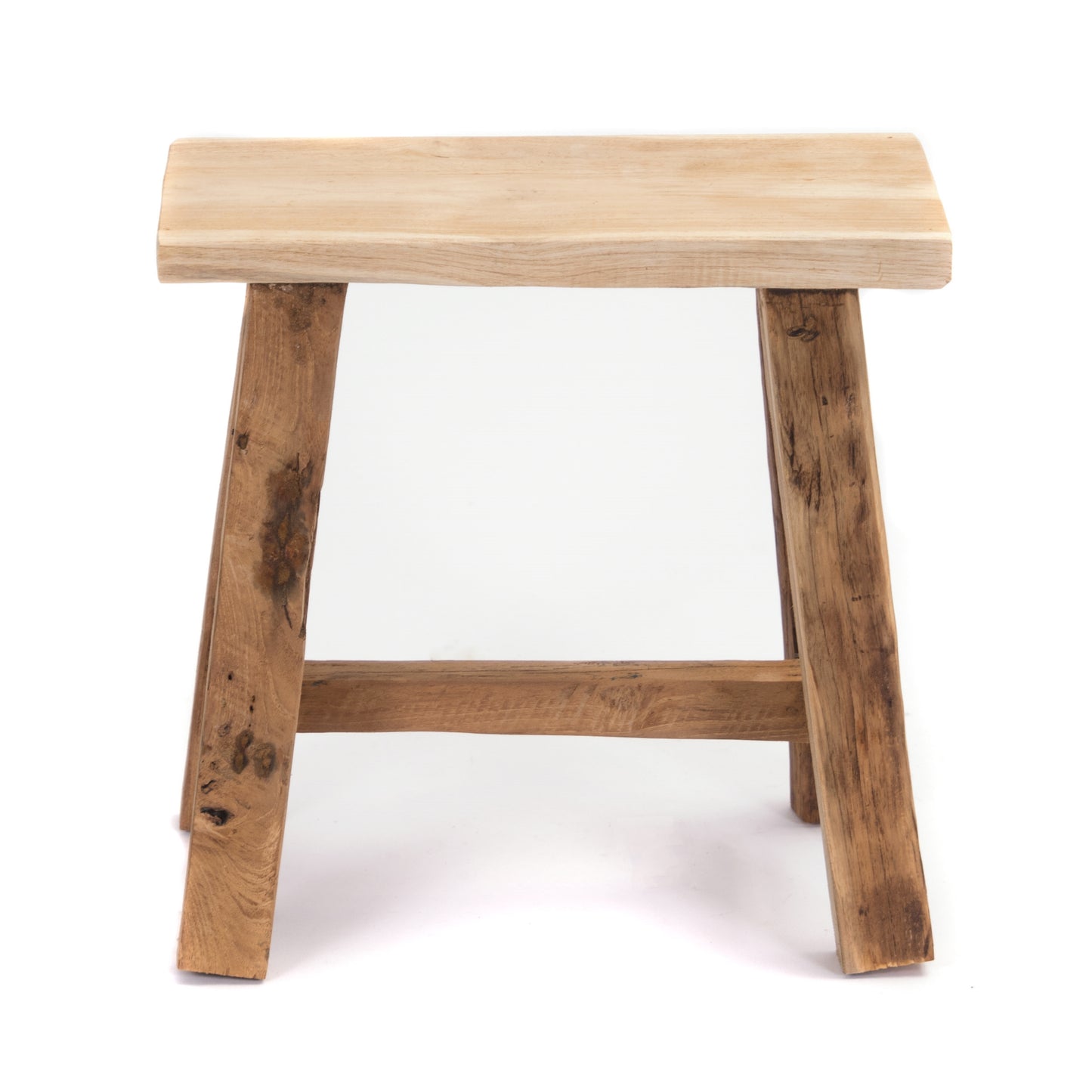 HOLZ HOCKER "ROOT NATURE" | Teakholz, 43 cm | Sitzhocker, Blumenhocker