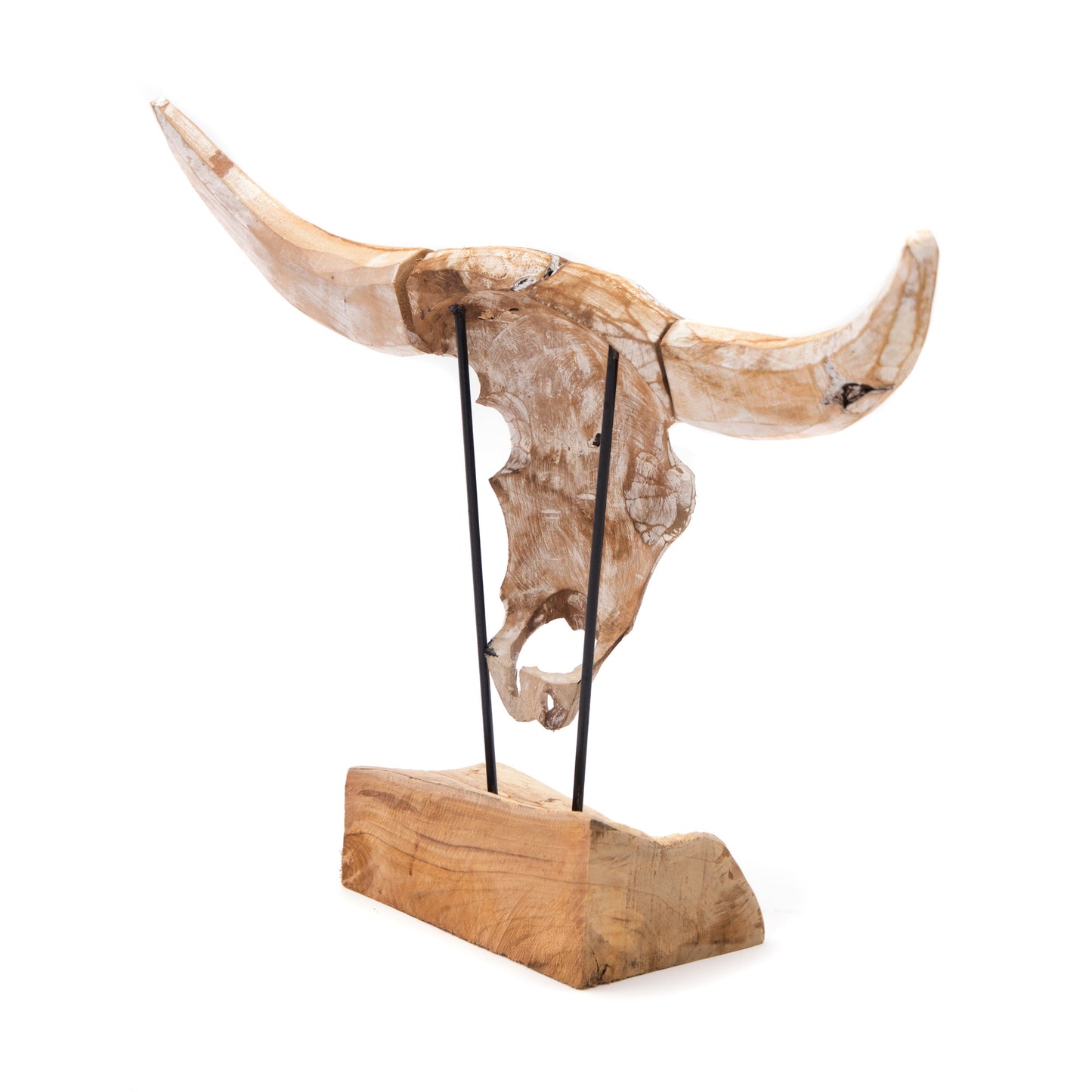 HOLZ SKULPTUR "TORO" | Teak, 52 cm | Deko Geweih, Stierkopf