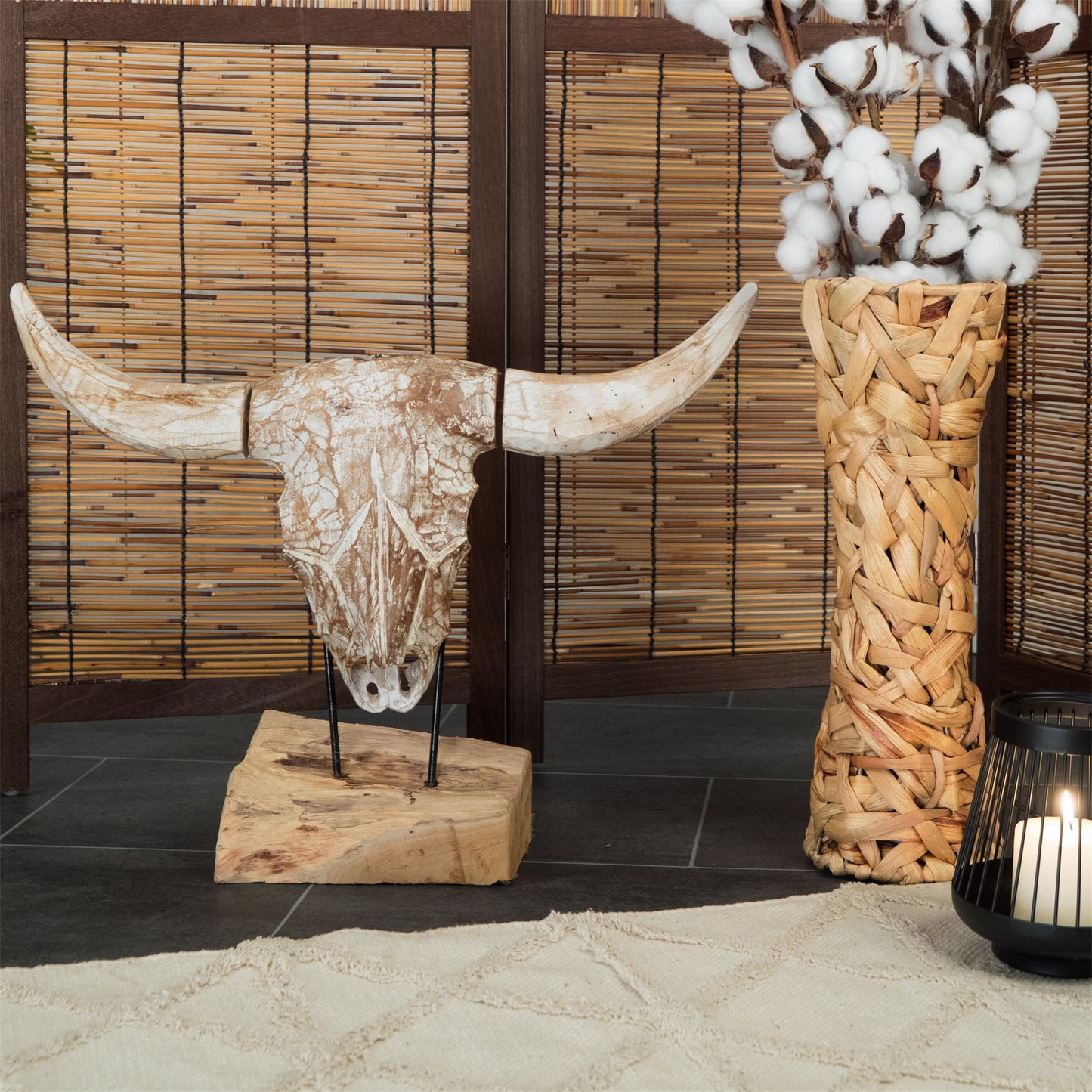 HOLZ SKULPTUR "TORO" Stierkopf, 52x32 cm
