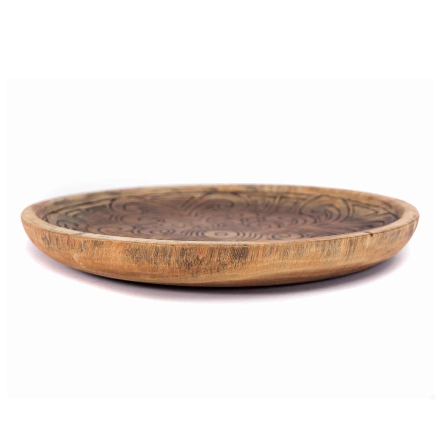 HOLZ SCHALE "MANDALA" | Holz, 44 cm | Deko Teller mit Schnitzerei