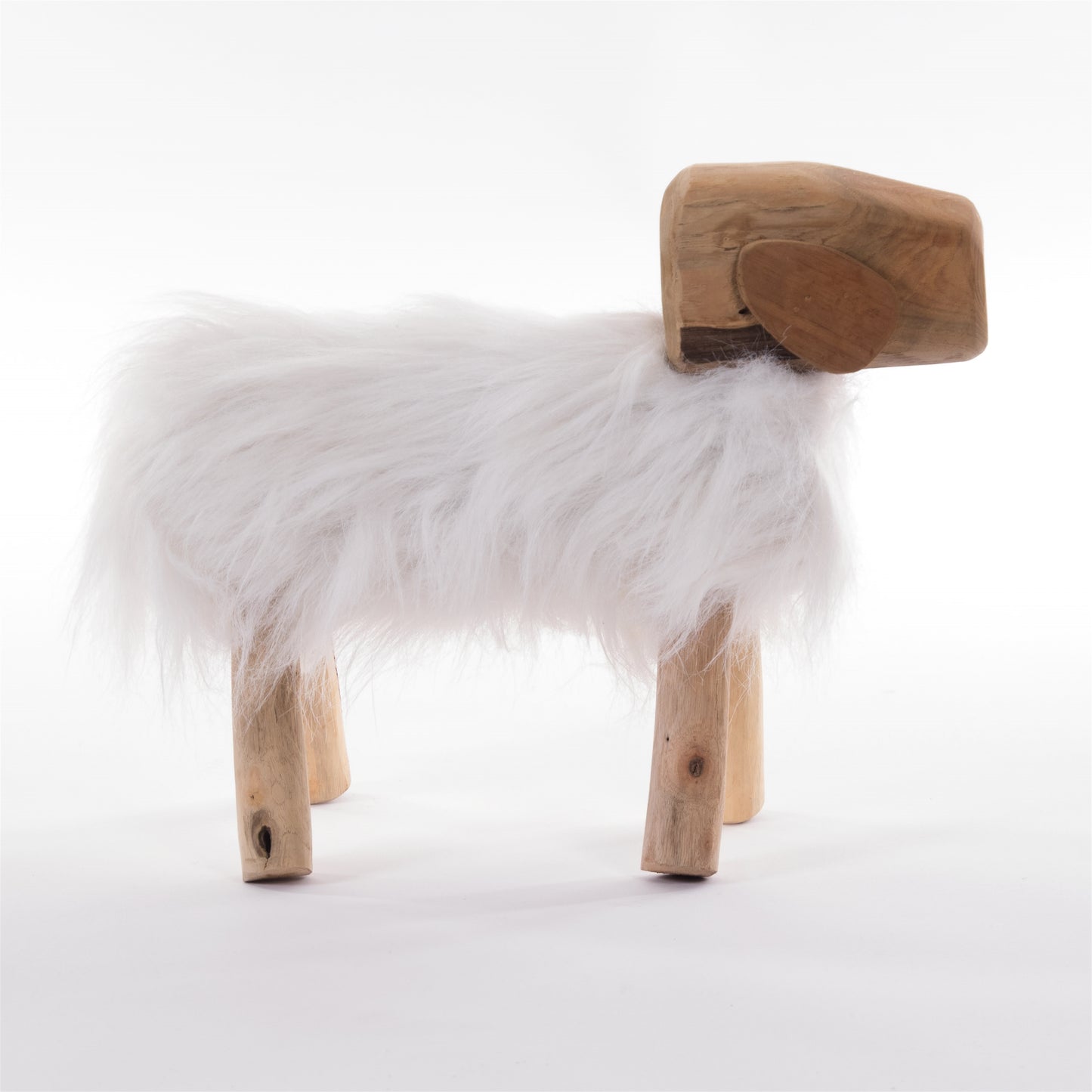 DEKO SCHAF "WILMA" | Kunstfell, Holz, 44 cm | Schaf Figur