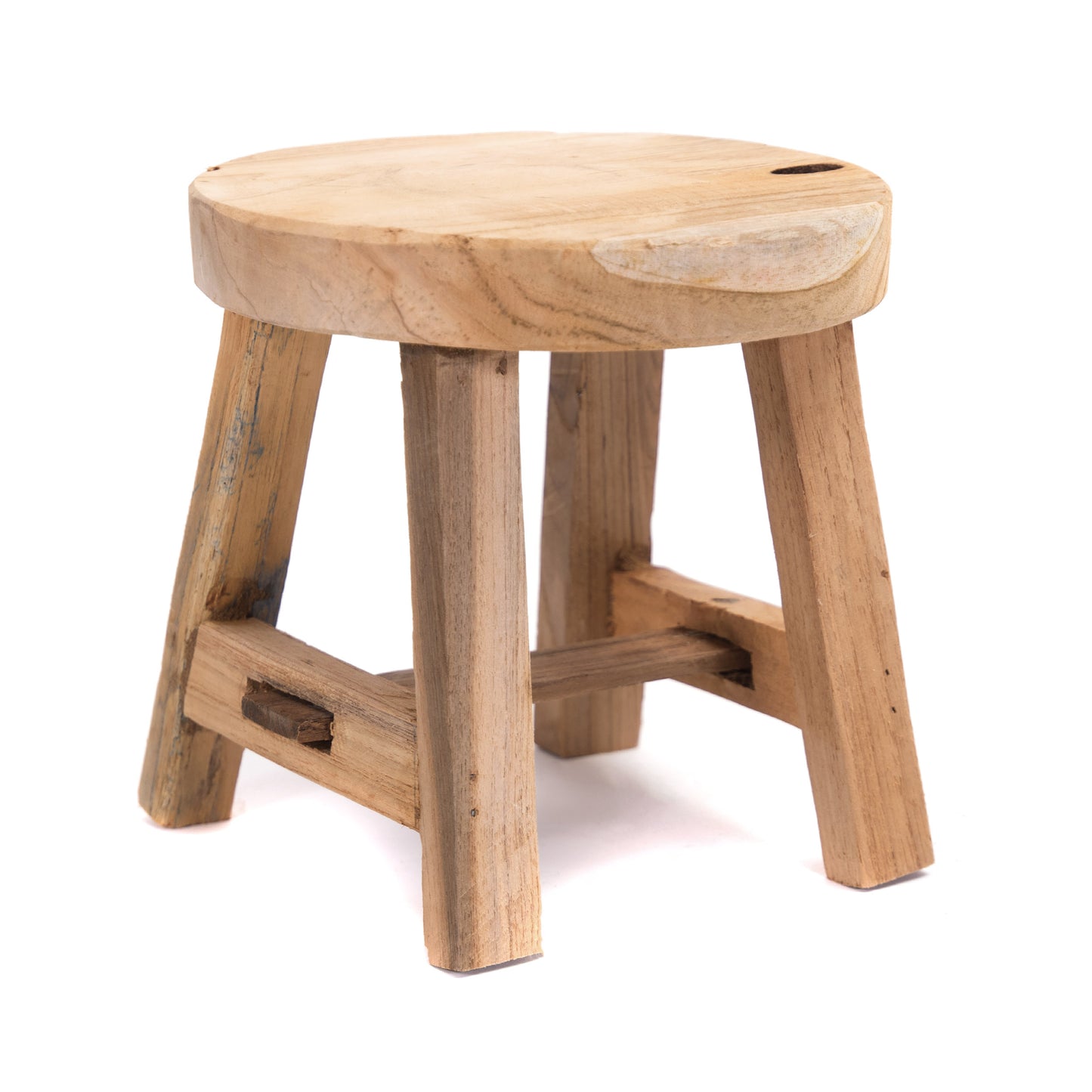 RUNDER HOLZ SCHEMEL "LOU" | 20 cm, Teak | Blumen Hocker