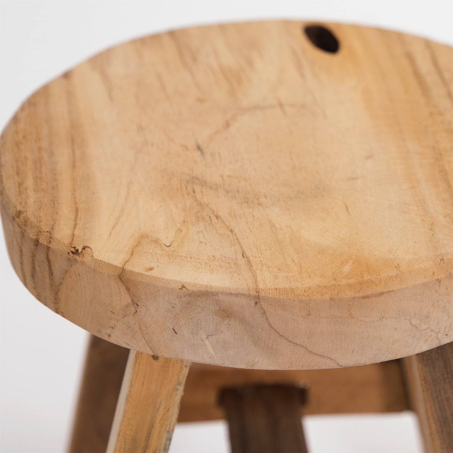 RUNDER HOLZ SCHEMEL "LOU" | 20 cm, Teak | Blumen Hocker