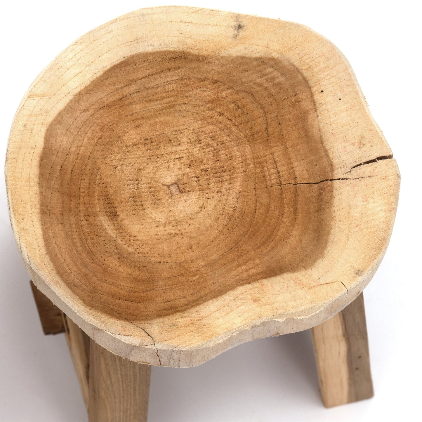 RUNDER HOLZ SCHEMEL "LOU" | 20 cm, Teak | Blumen Hocker