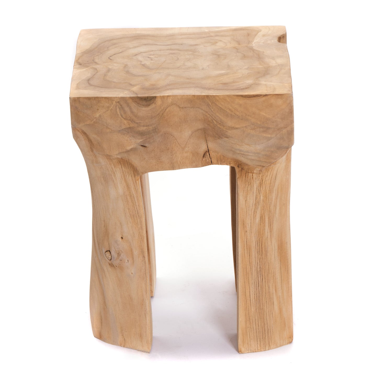 BAUMSTAMM HOCKER "QUADRO" | Teak | Wurzel Beistelltisch, Blumenhocker