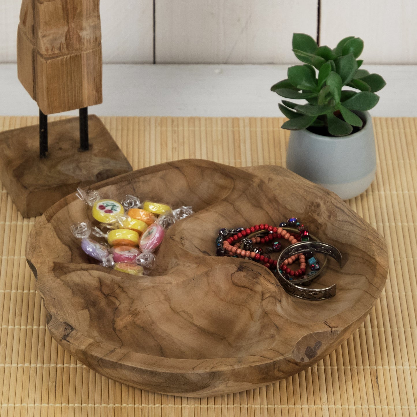 TEAK BOWL "TAPAS II" Wurzelholzschale | 3 Fächer