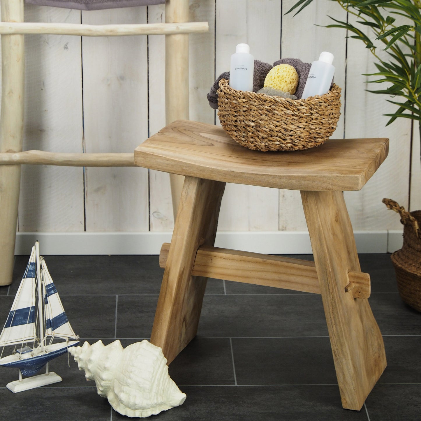 SITZHOCKER "FINCA II" | Teakholz, 50 cm | Holz Hocker