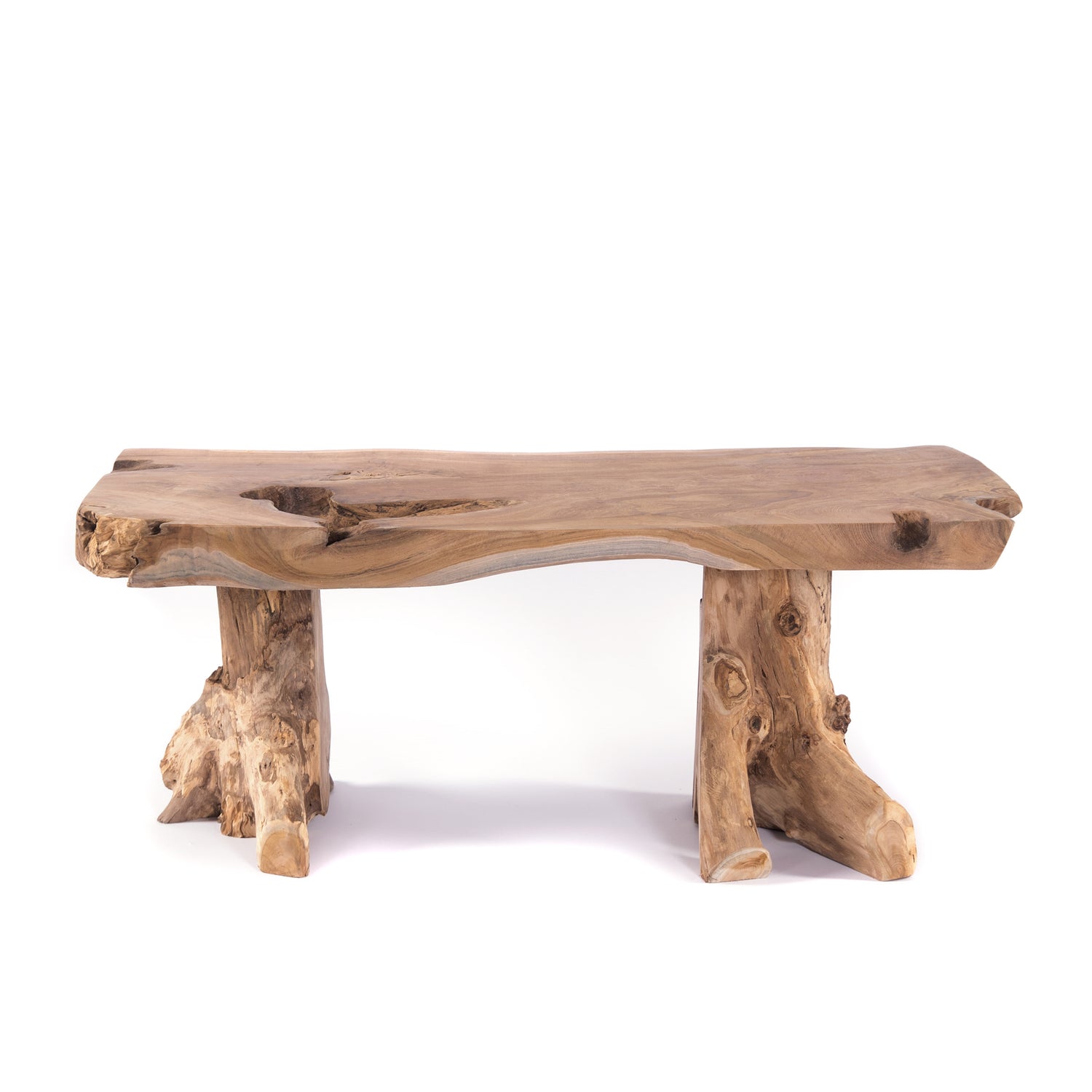 TEAK WURZELHOLZ BANK "ALVARO" | 113 cm | Holz Sitzbank