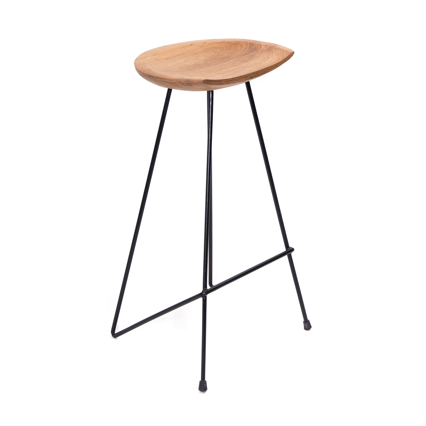 BARHOCKER "RICO" | Teak, Metall, 80 cm | Holz Bistro Hocker