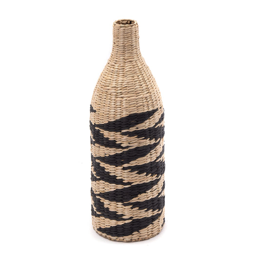DEKO VASE "RAYA" | 60 cm, natur, schwarz | Stroh Vase, Bodenvase
