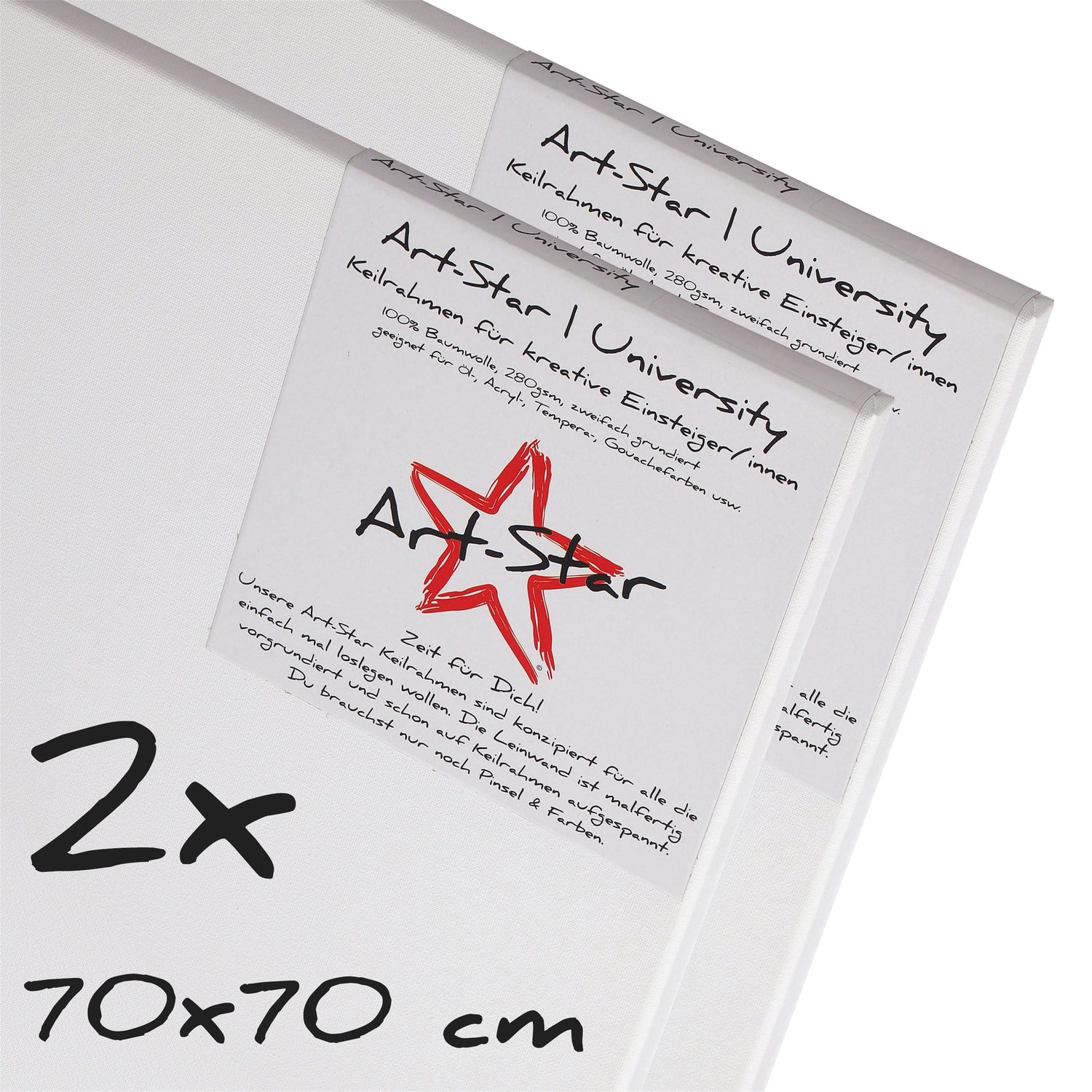2x ART-STAR UNIVERSITY KEILRAHMEN 70x70cm | blanko Leinwände zum malen