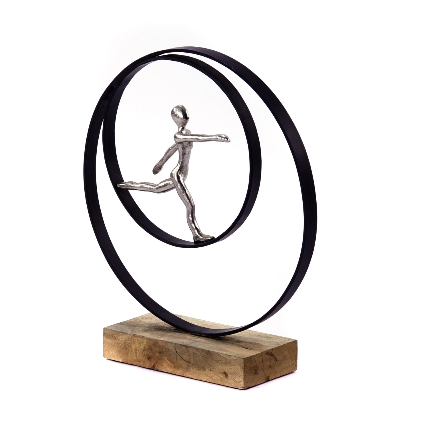 SKULPTUR "MOVE" | Metall, Mangoholz | Deko Aufsteller laufende Person