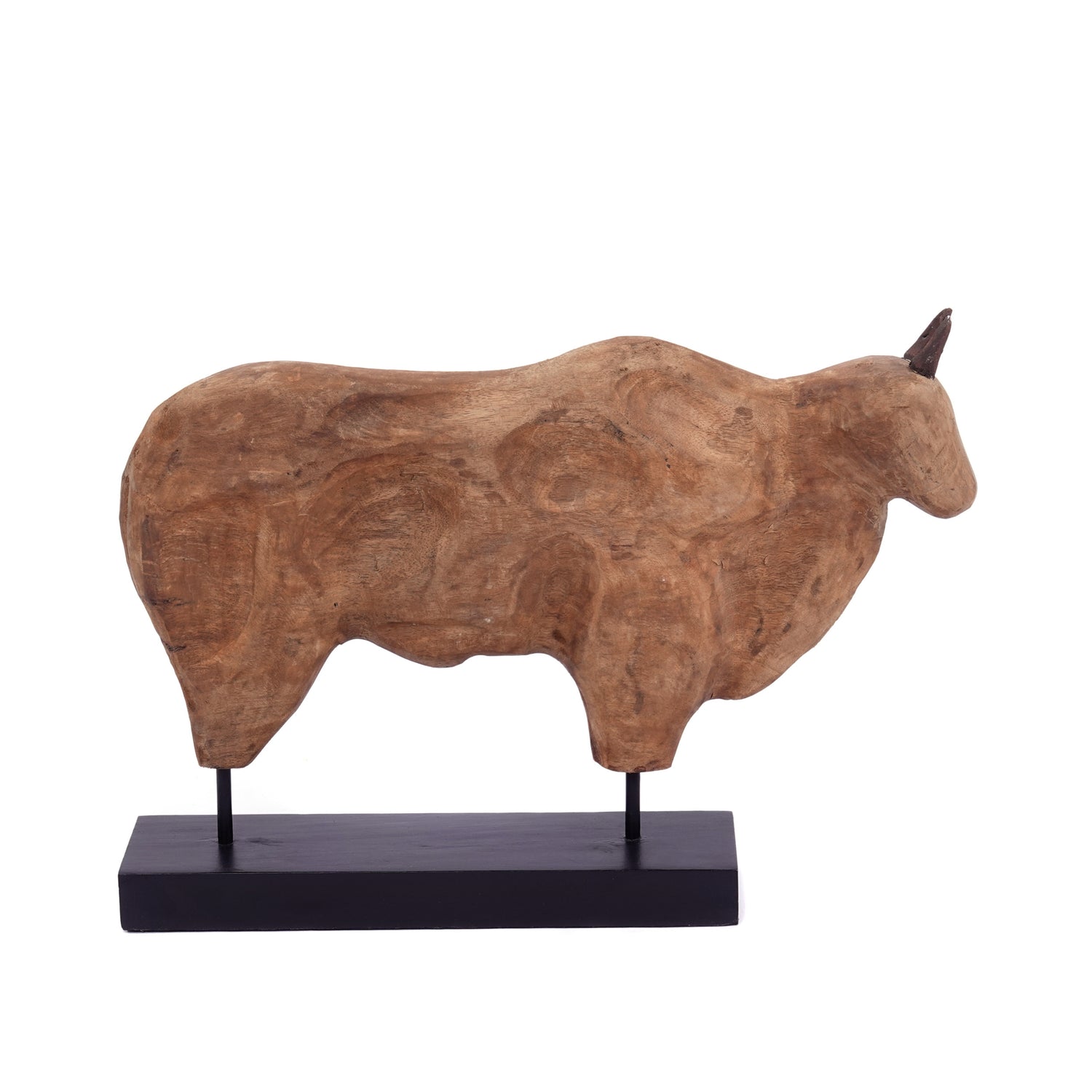 STIER SKULPTUR "BULL" | Mangoholz, 48cm | Holz Bulle, Stier Aufsteller