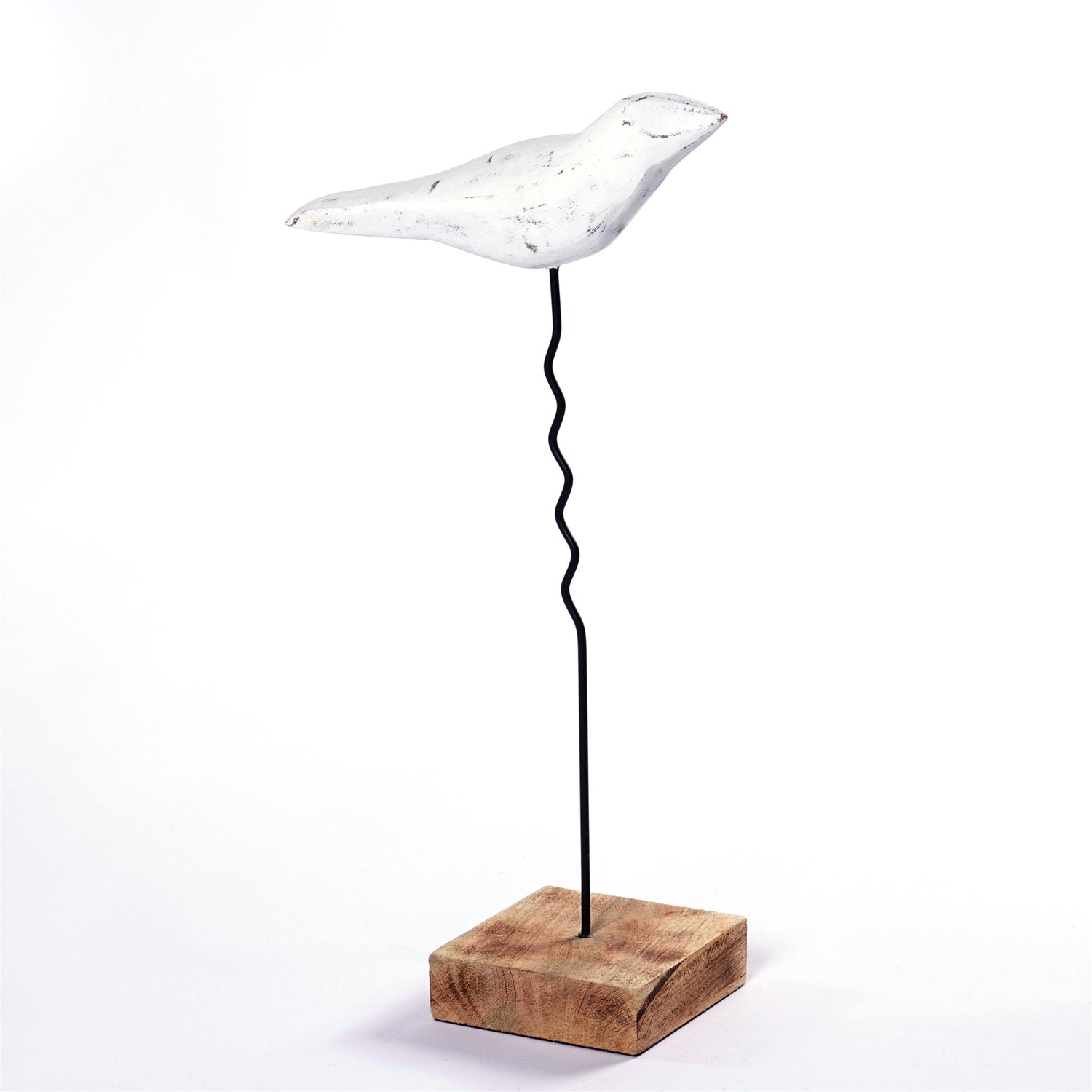 VOGEL SKULPTUR "KIKKI" 42" | Mangoholz, Metall | Vogel Aufsteller