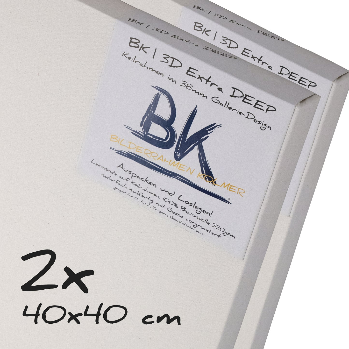 2x BK DEEP EDGE KEILRAHMEN 40x40 cm | Leinwände extra hohen Keilrahmen