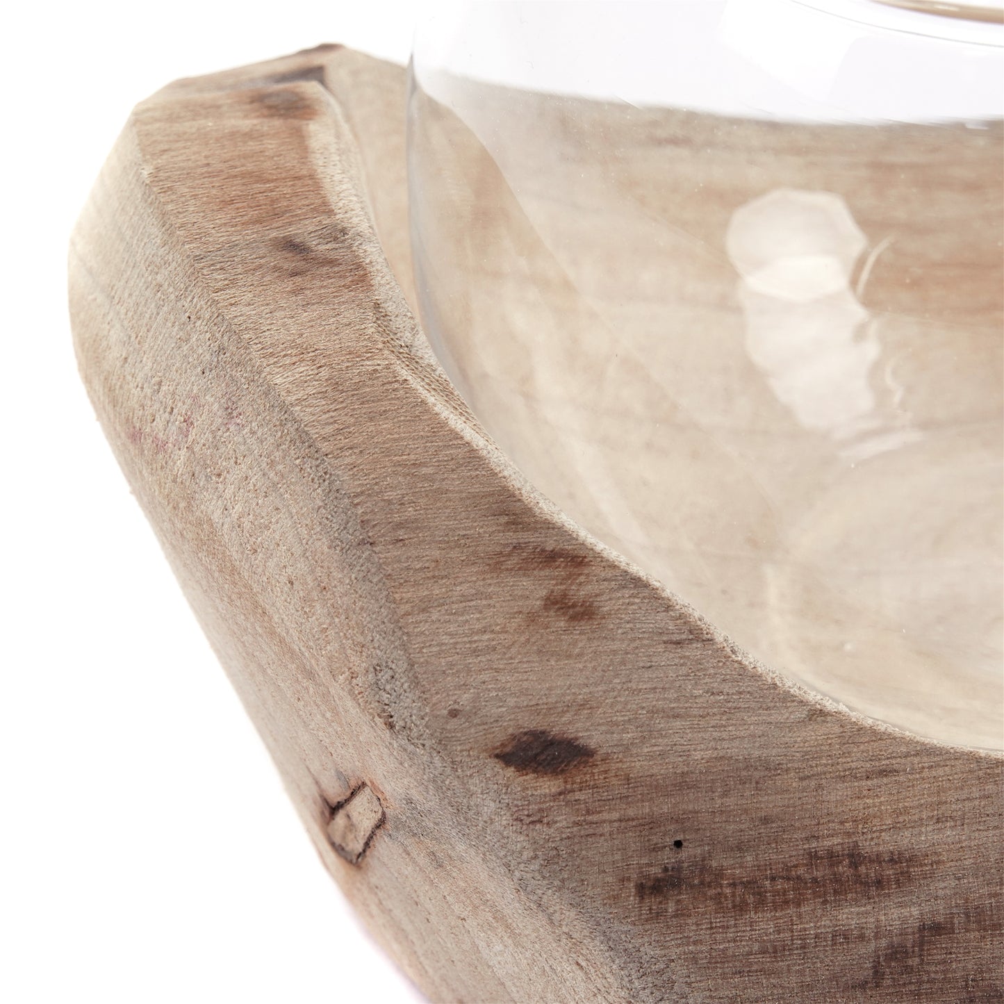 Wurzelholz Windlicht "NURIA" | mit Glaseinsatz | Vase, Kerzenhalter