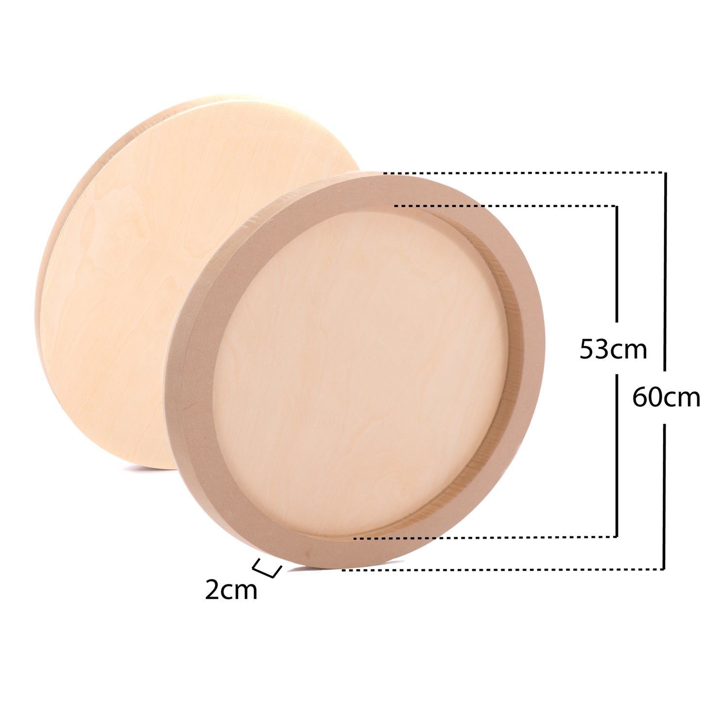 4x RUNDER HOLZ MALGRUND | Ø 60 cm | Birkenholz | Holz-Leinwand