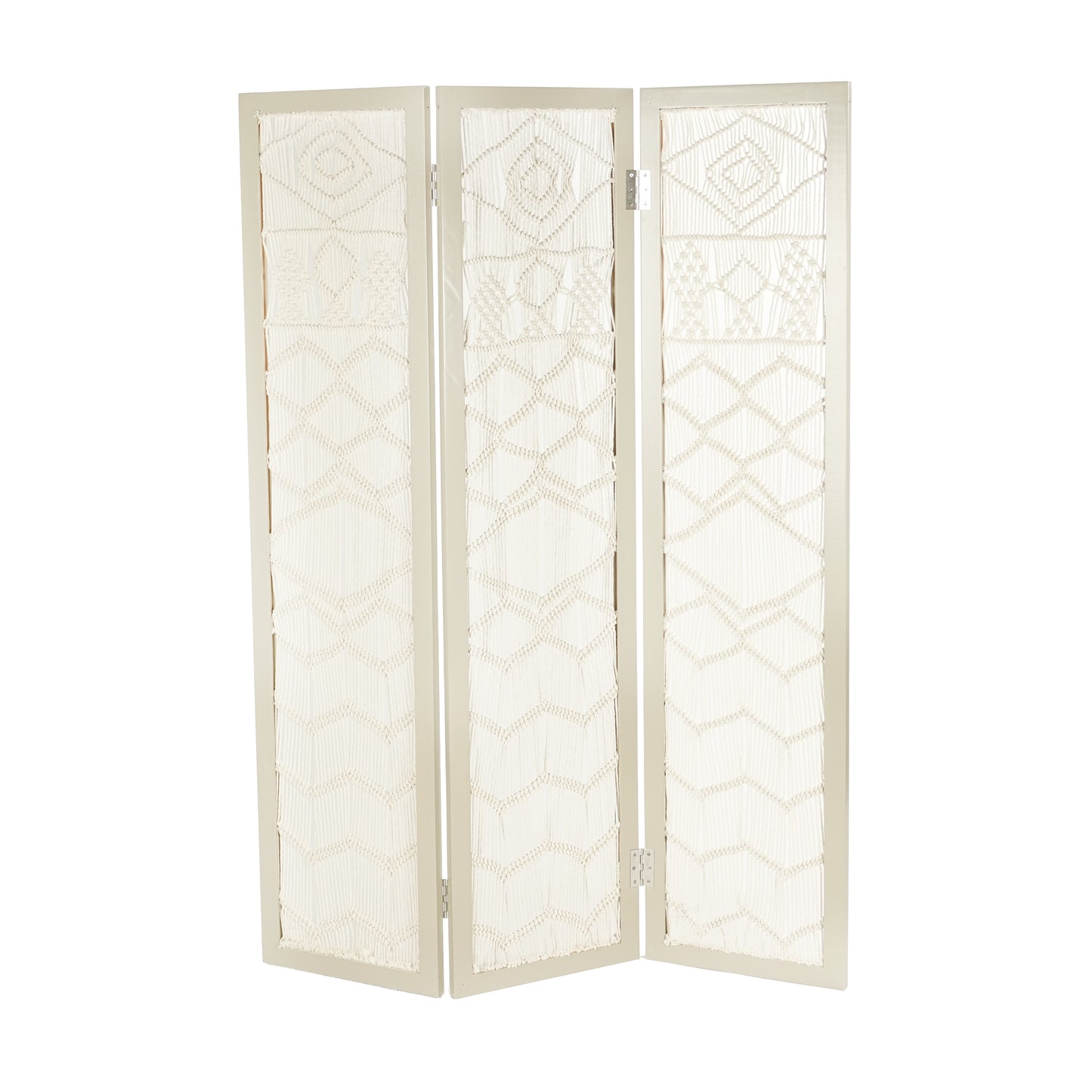 RAUMTEILER "INDIAN SUMMER" | 170x120cm, Makramee, weiß | Deko Paravent