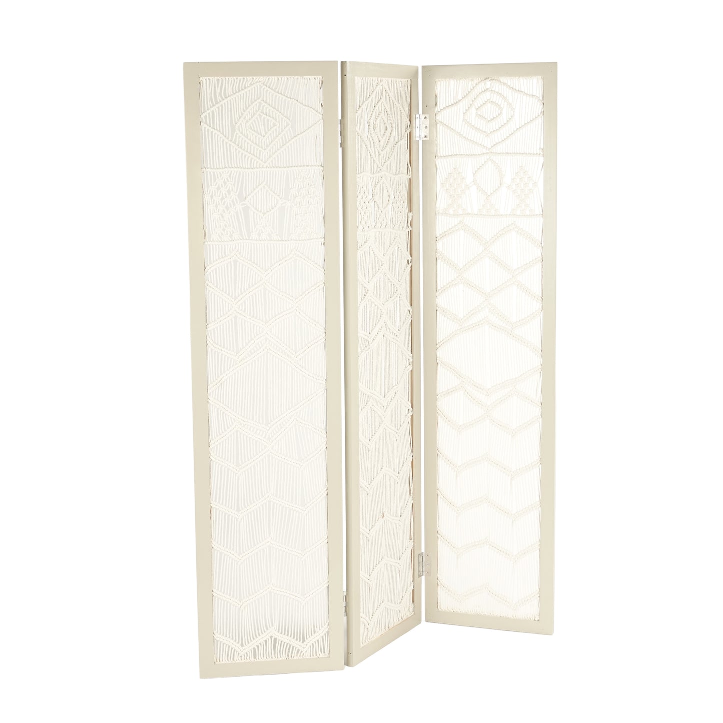 RAUMTEILER "INDIAN SUMMER" | 170x120cm, Makramee, weiß | Deko Paravent