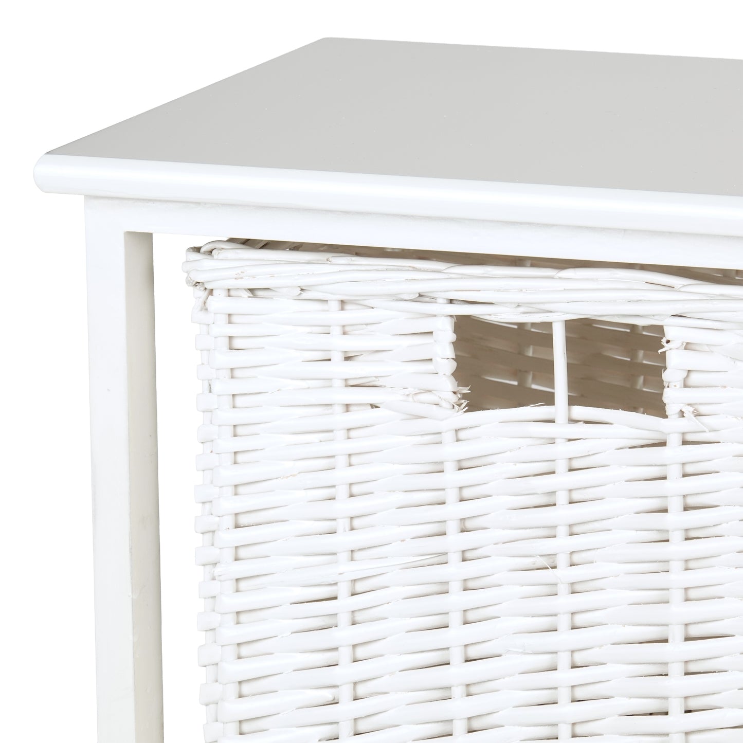 BADSCHRANK "FRITZ" | Mahagoni Holz, 1 Rattan Korb | Bad Kommode