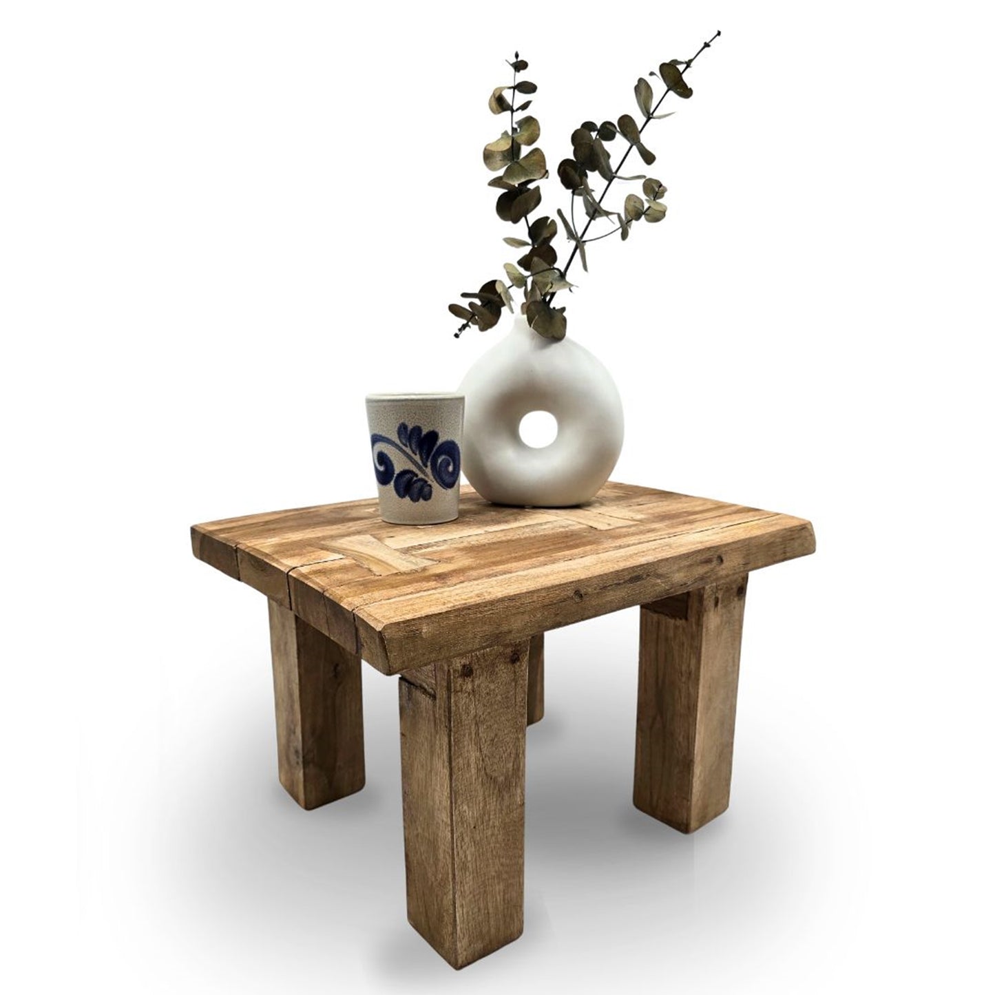 FUSSHOCKER Grain 40 | 40x32x25cm, kleiner Holzhocker aus Mahagoni Holz