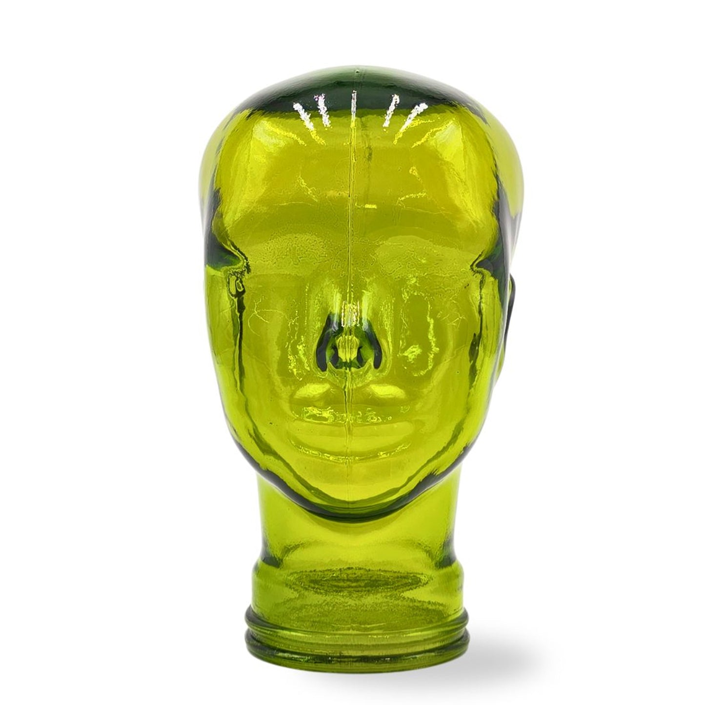 Glas KOPFHÖRERSTÄNDER transparent + satin | 29cm Glaskopf Skulptur