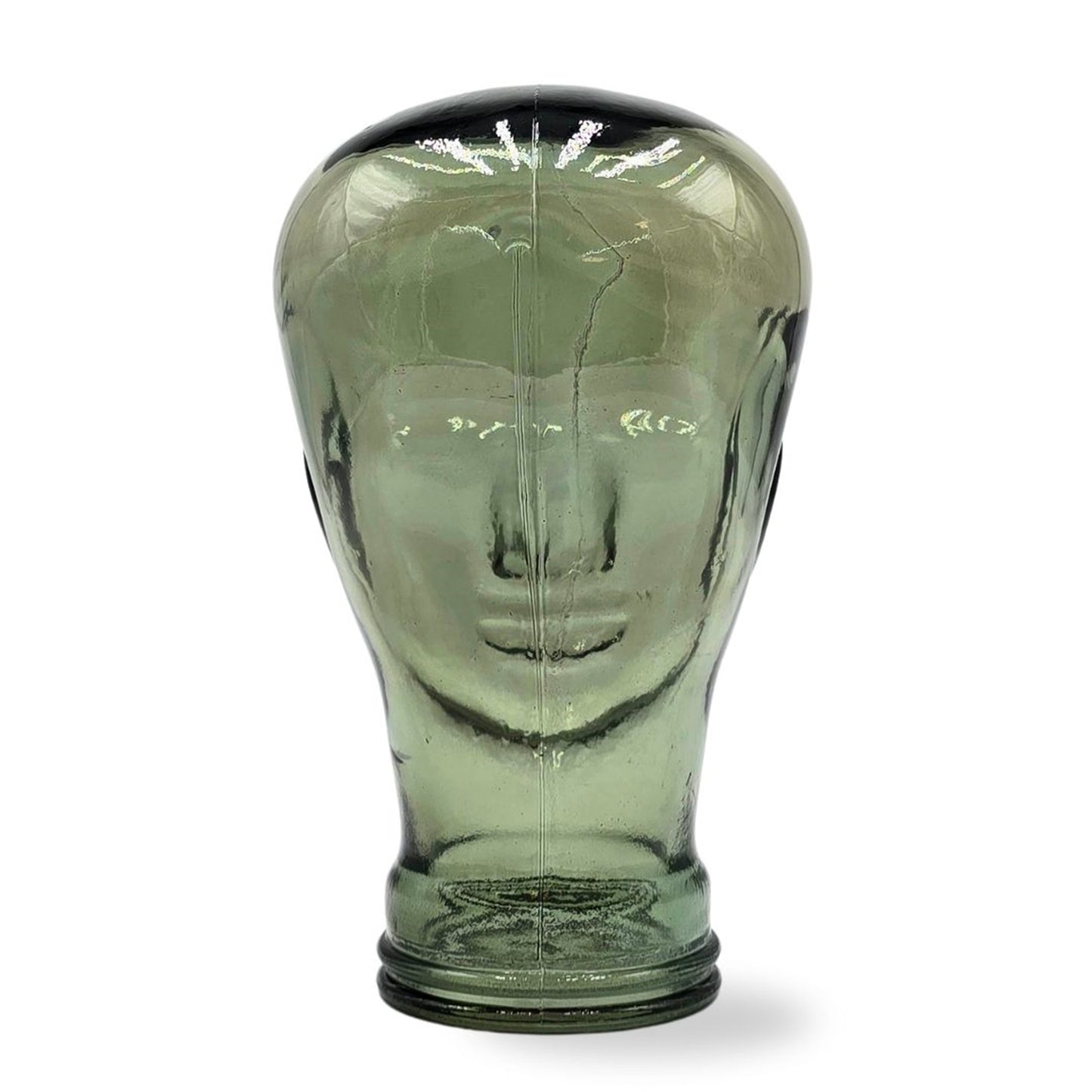 Glas KOPFHÖRERSTÄNDER MICK olivtransparent | 29cm Glaskopf Skulptur