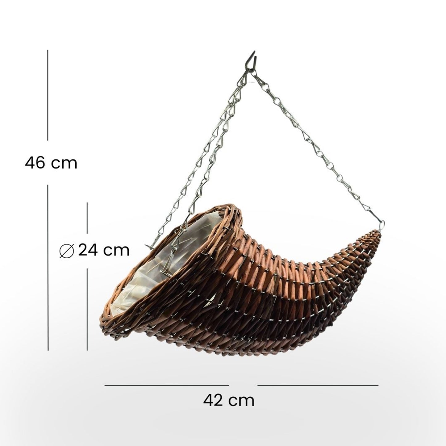 Blumenampel Füllhorn Weidenholz 40x30 klein | Farbe: braun