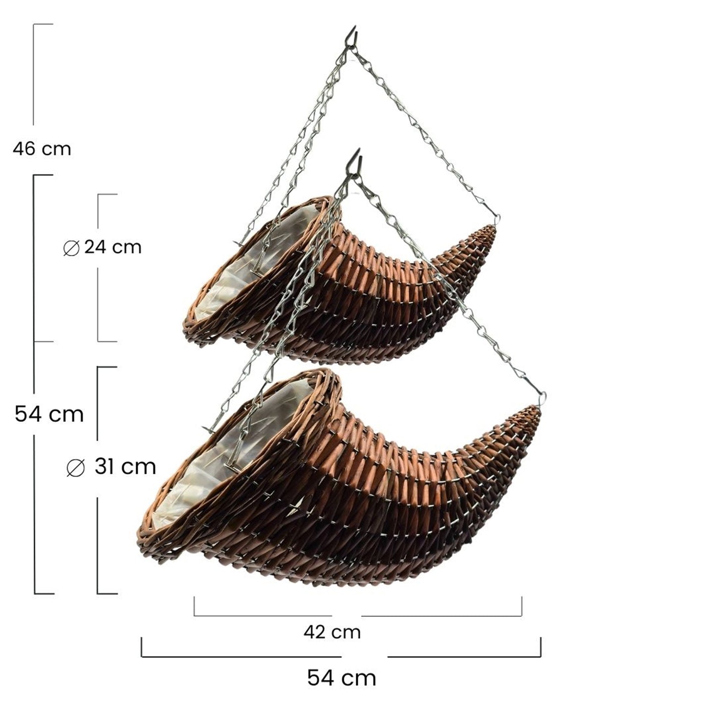 BLUMENAMPEL "FÜLLHORN" | 2er Set, Rattan | handgefertigt Korbgeflecht