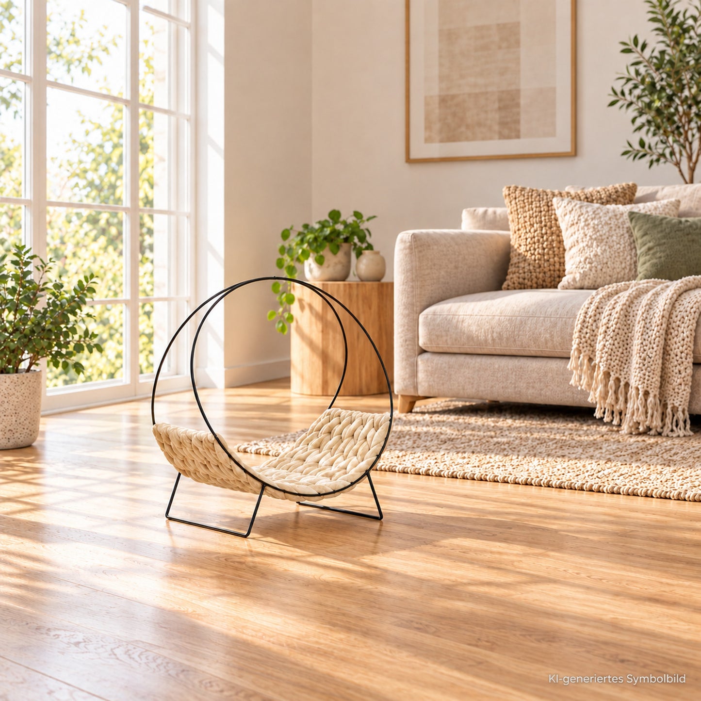 Katzenbett HONEY | 44x32x48 cm, Samt Bezugl| beige Katzenliege