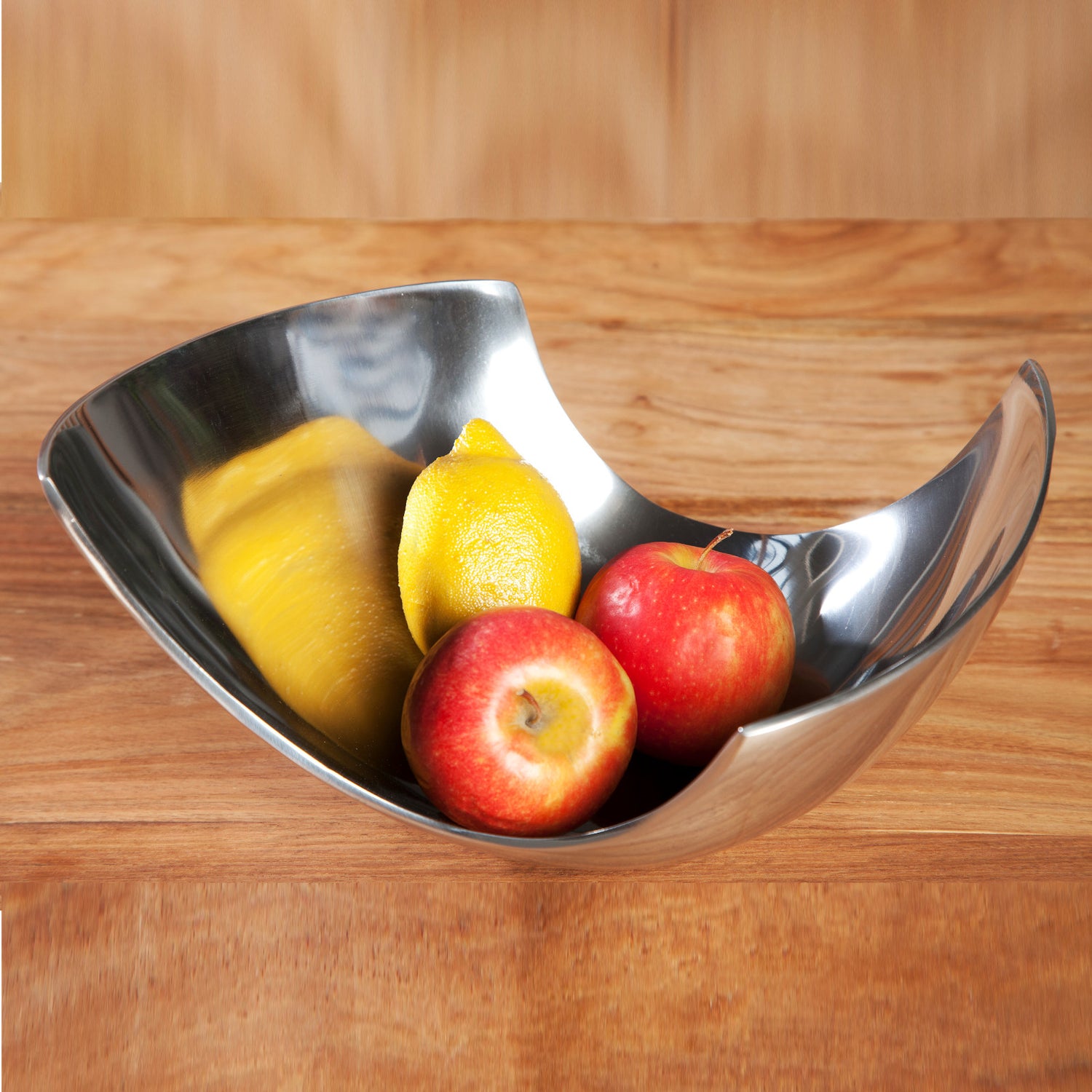 DEKO SCHALE "ONDA" | 24 cm, silber | geschwungene Obstschale