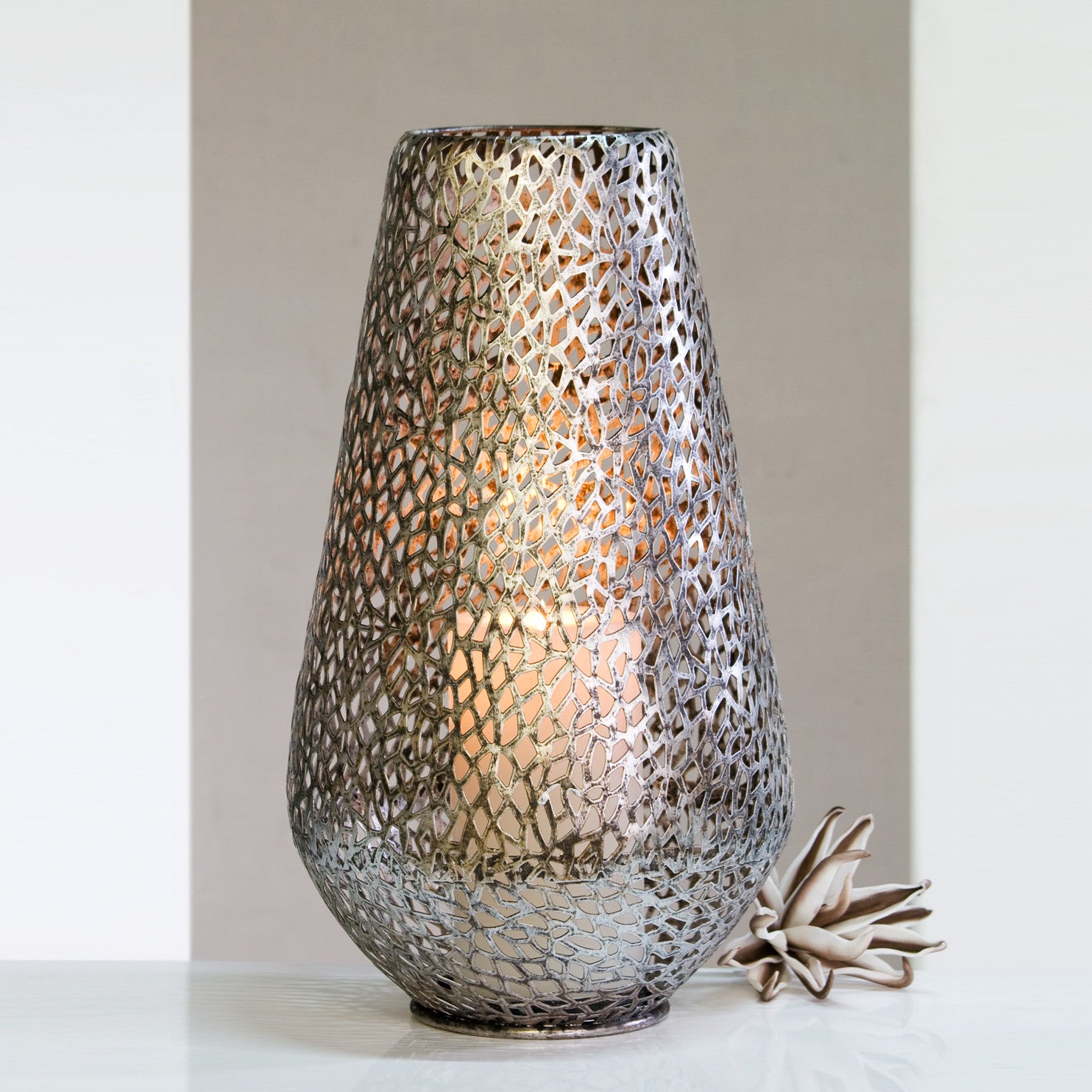 BODENWINDLICHT "PLATA" | 46 cm, Metall | großes Windlicht