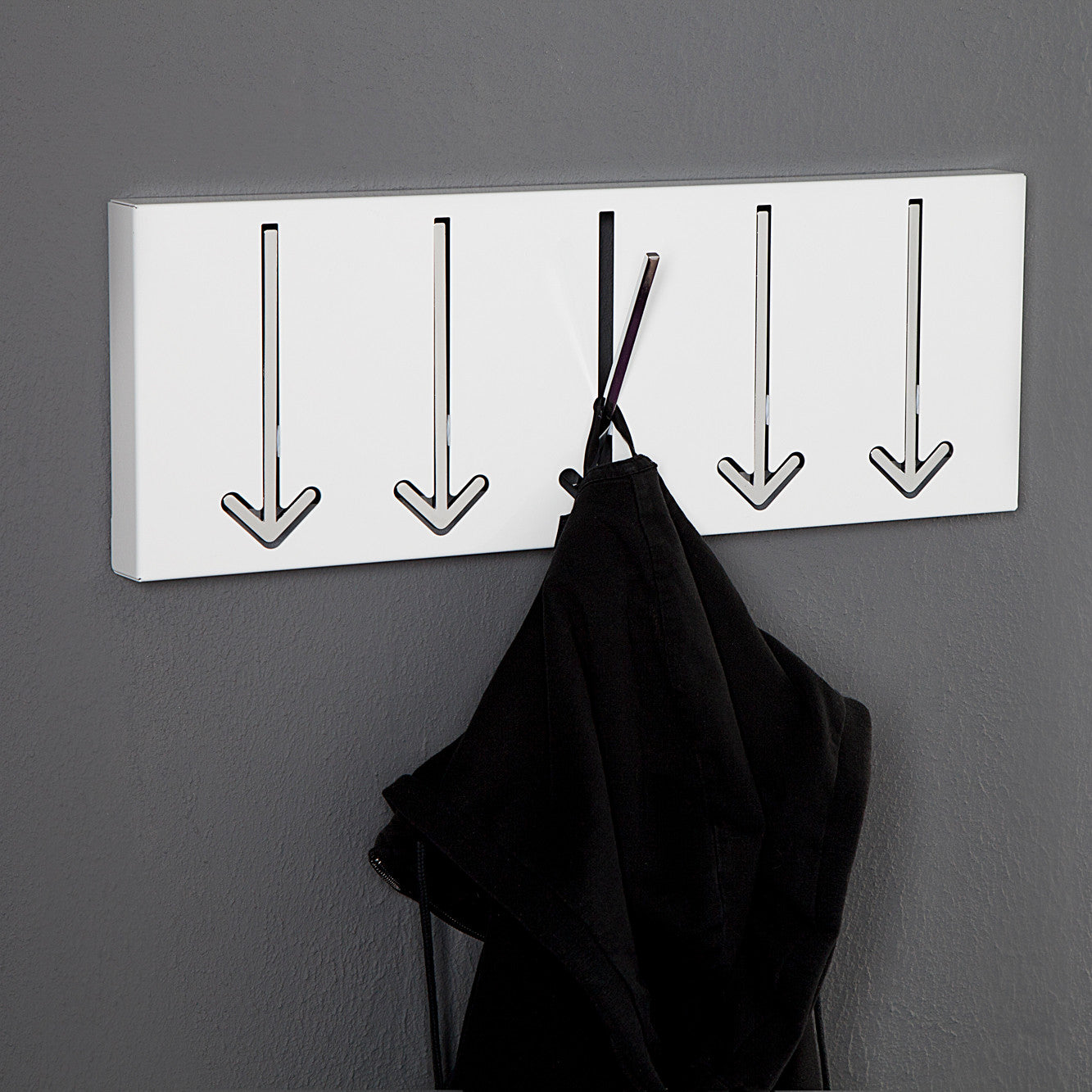 ORIGINELLE WANDGARDEROBE "POINTER" | 5 Haken, weiß | Pfeil Wandhaken