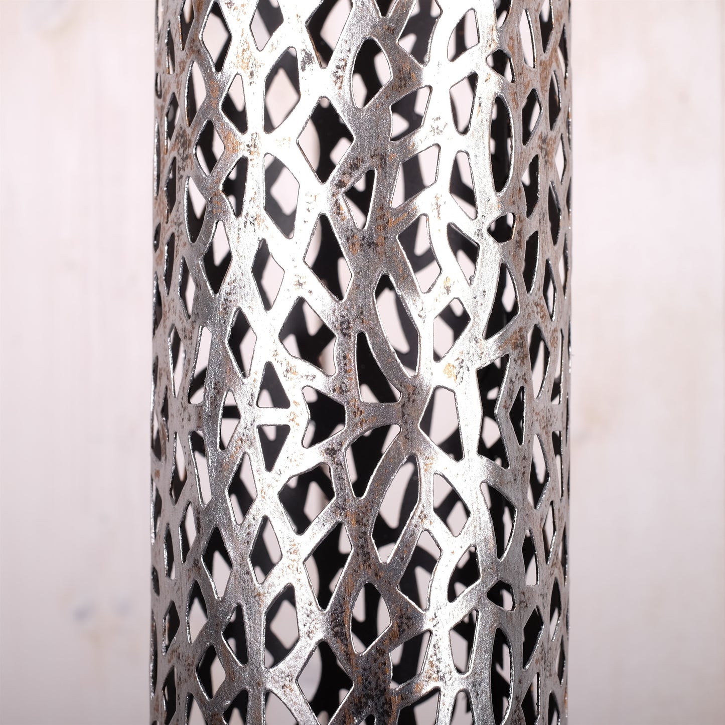 RIESEN KERZENSTÄNDER "ETERNAL" | Metall, 80 cm, antik-silber | Säule