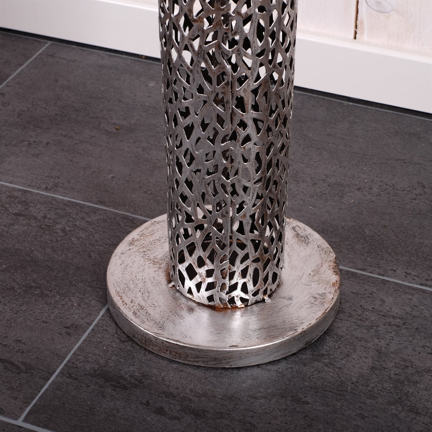 RIESEN KERZENSTÄNDER "ETERNAL II" | Metall 100cm, antik-silber | Säule