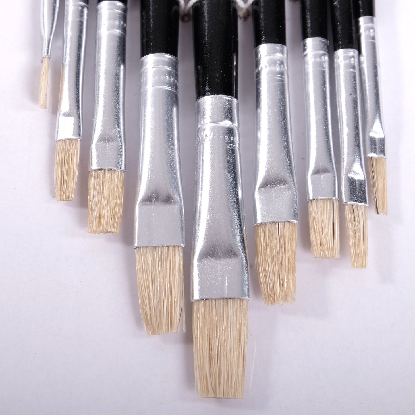 9 tlg. Malpinsel Set | eckig, Aluminium, versch. Größen | Naturhaar