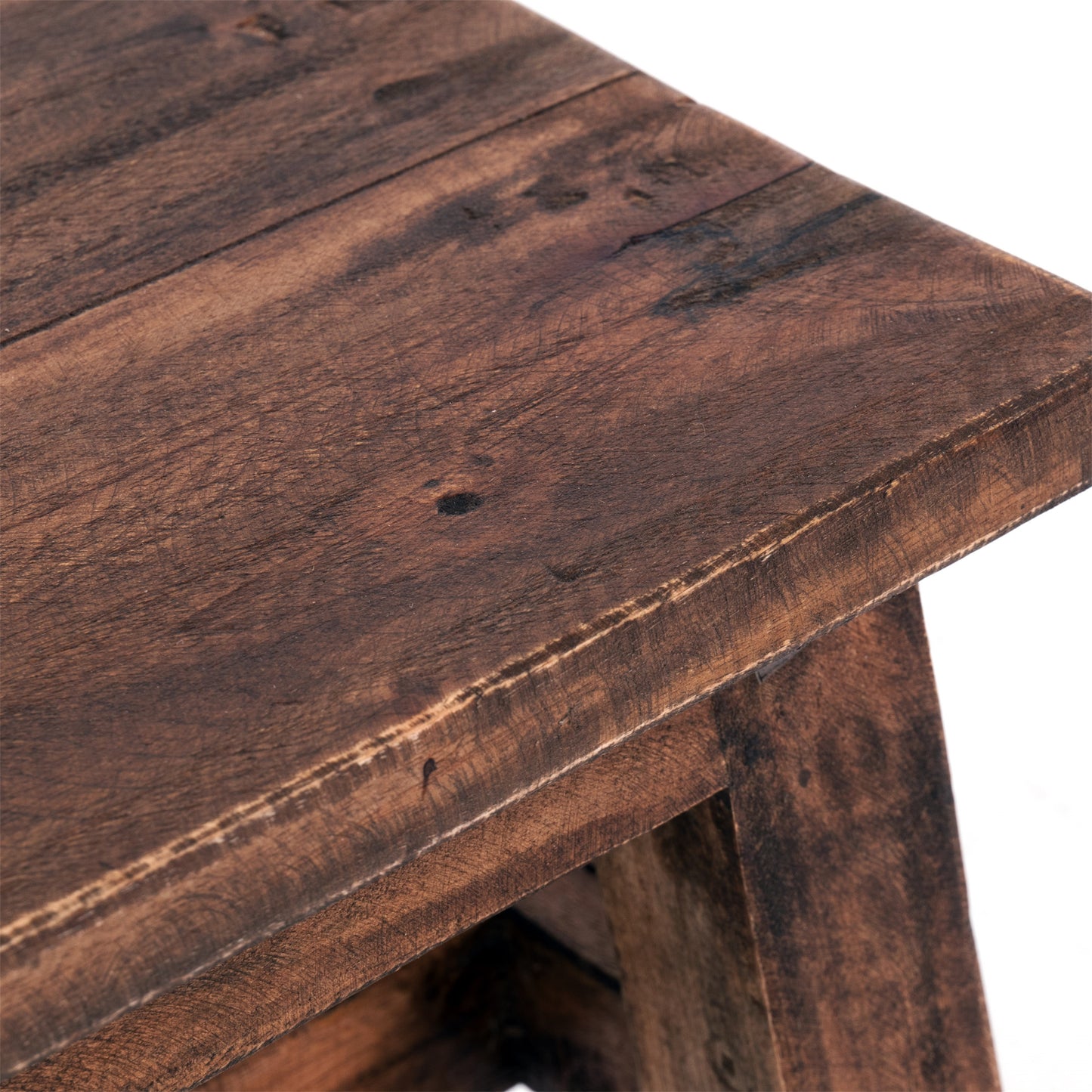 FUSSHOCKER Monte | 30x21cm(BxH), kleiner Holzhocker aus Mahagoni Holz
