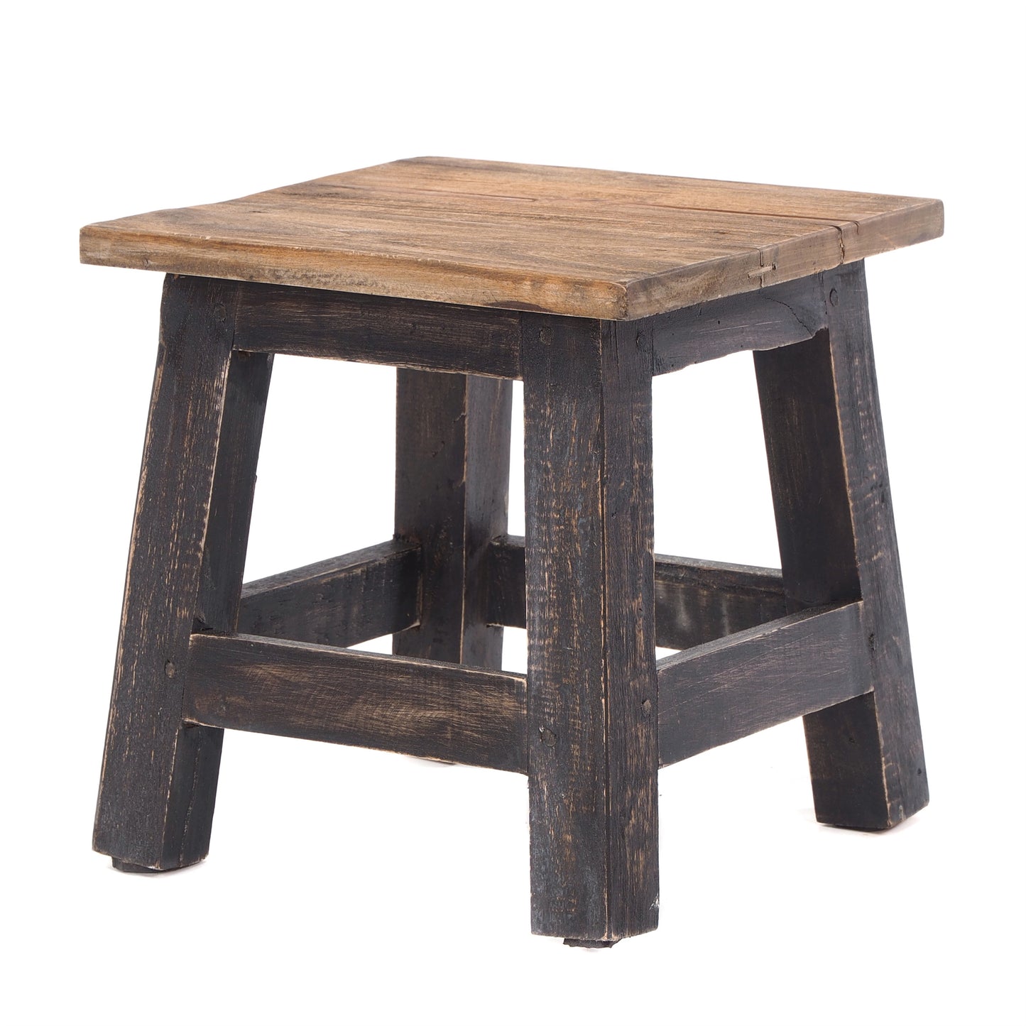 Fusshocker PALO | 27x26cm (HxB), rustikaler Holzhocker Mahagoni Hocker